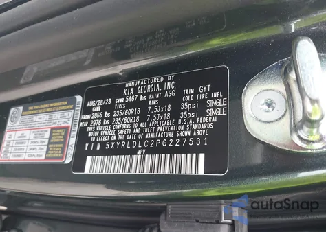 2023 Kia Sorento S z USA, uszkodzony, nr VIN 5XYRLDLC2PG227531